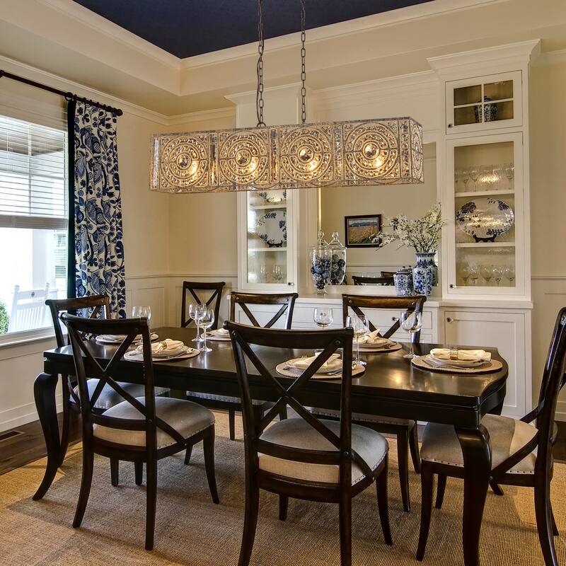 Vintage Glam 4-Light Linear Crystal Pendant Light for Kitchen Island Dining Room