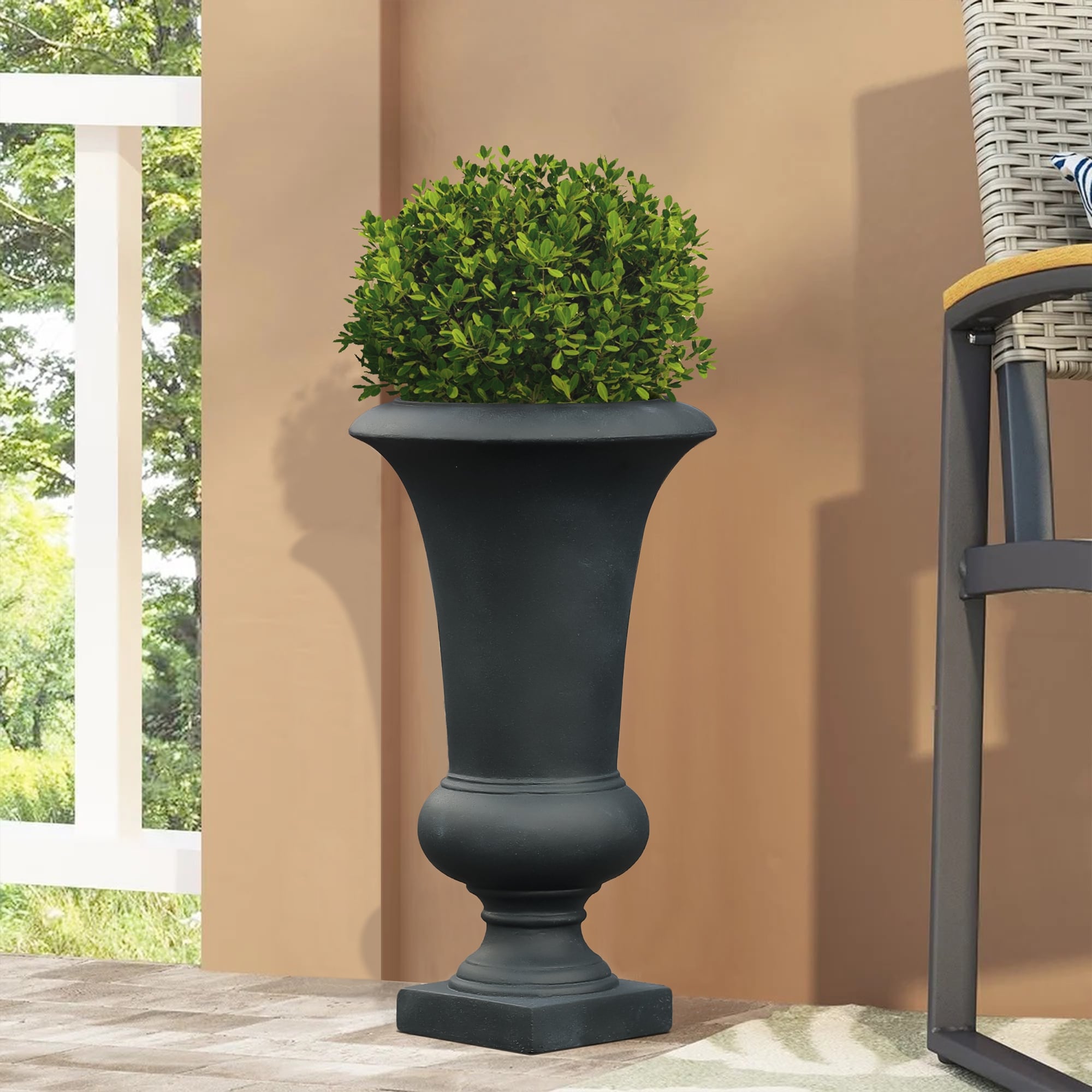 LuxenHome 22.75" H Rustic Brown Slim MgO Urn Planter