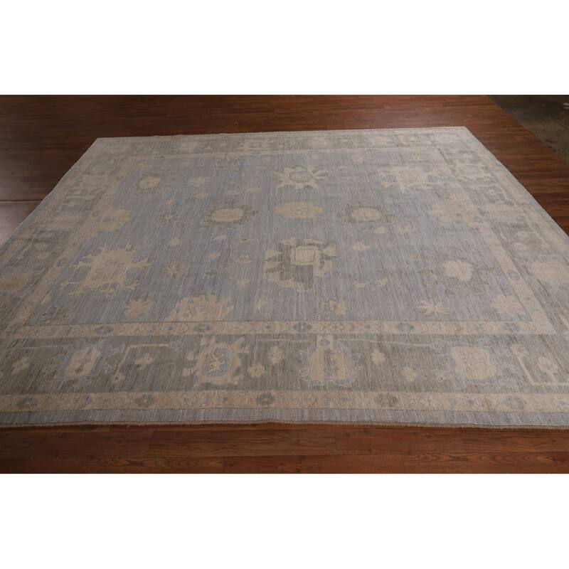 Blues Oushak Turkish Area Rug Handmade Wool Carpet - 8'0"x 9'10"