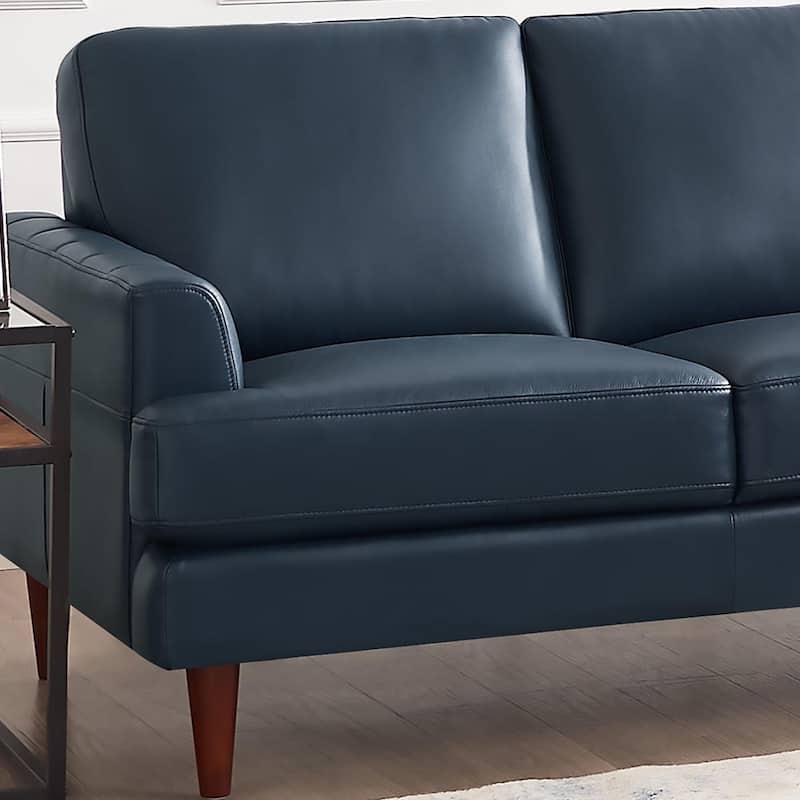 Ivy Living Cassia Top Grain Leather Sofa With Feather, Memory Foam and Springs