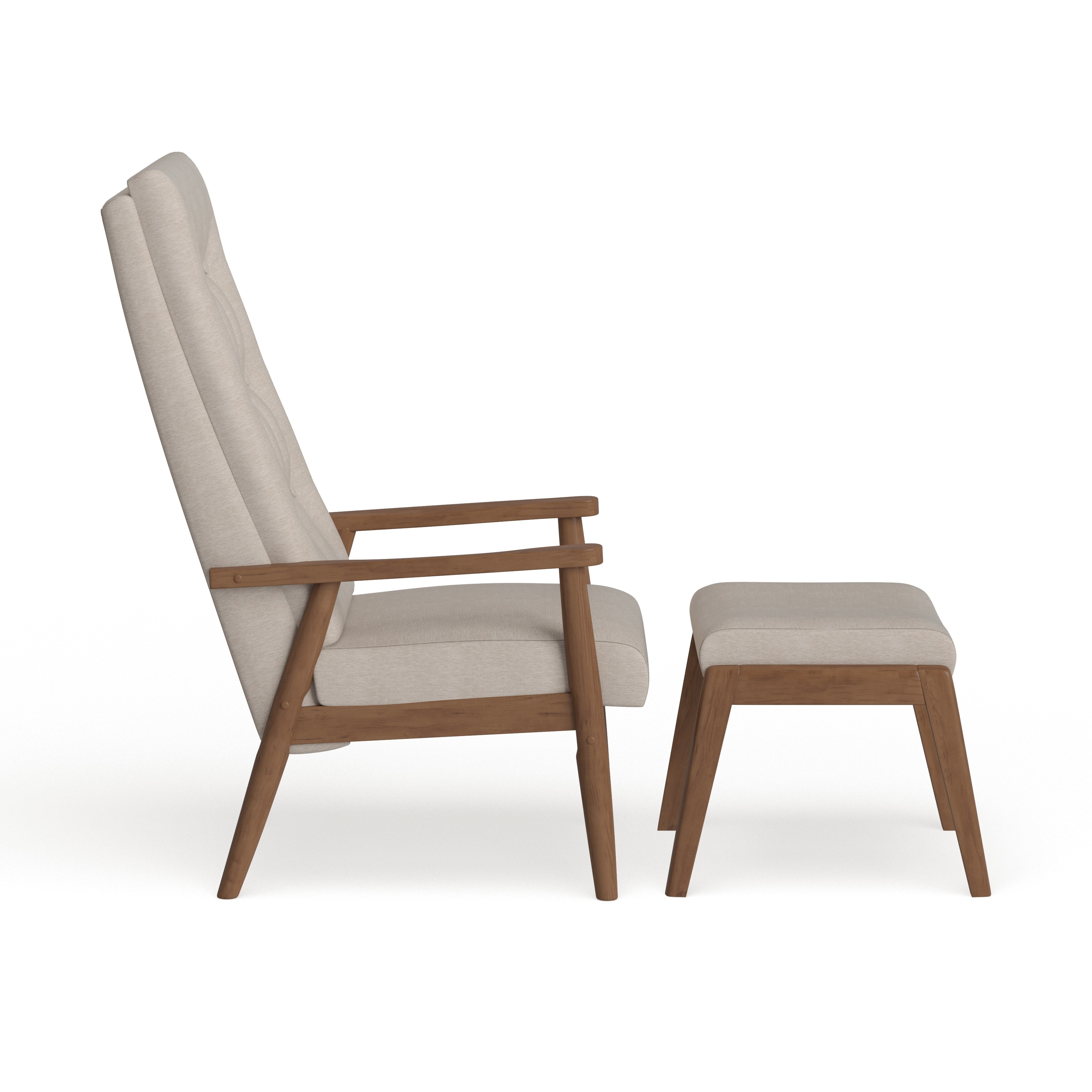 Carson Carrington Forssa Mid century Walnut Wood Upholstered Lounge Chair and Ottoman Set On Sale Bed Bath Beyond 20543772