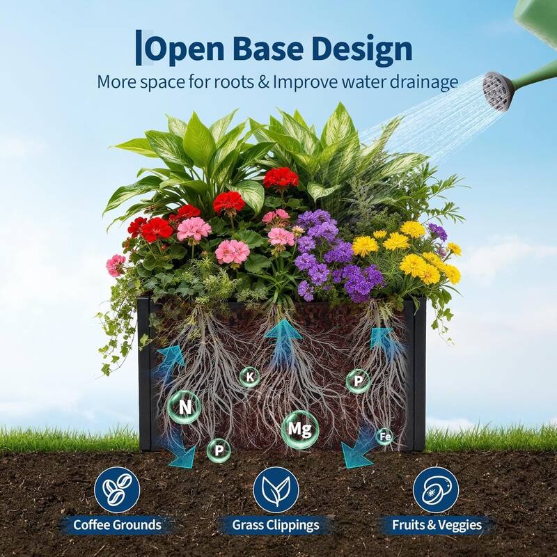 18" Modern Raised Garden Bed Planter, Ideal for Yard, Patio, No Base - N/A