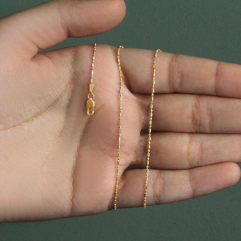 MayaMila 14k Yellow Gold Diamond-Cut Bead Chain 1.0mm