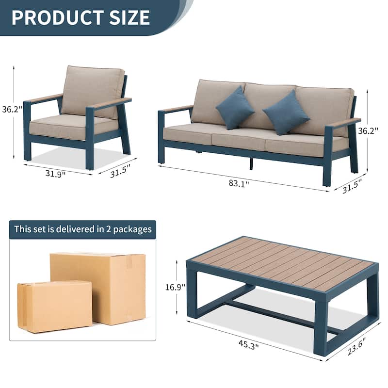 Zenova Aluminum Patio Conversation Sets,Outdoor Sofa Sets
