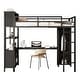 preview thumbnail 19 of 18, Full Size Metal Loft Bed with Wardrobe and L-shaped Desk and Shelves