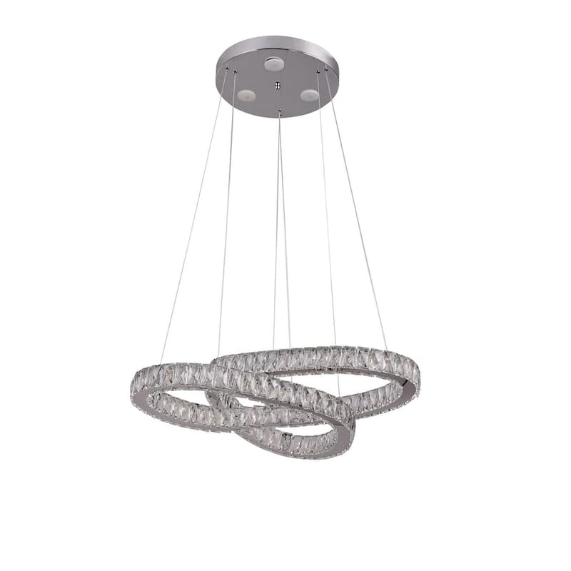 Chrome Metal LED Lighting With Double Twisted Ring Chandelier - N/A