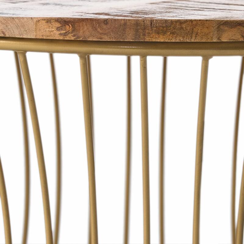 Handcrafted Boho Glam Coffee Table with Mango Wood Top and Iron Base