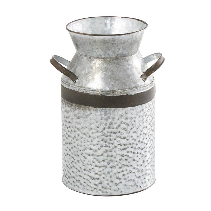 Gray Metal Milk Can Vase