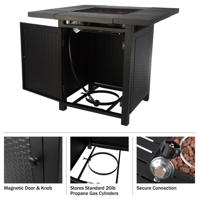 Pure Garden 30-Inch Propane Fire Pit - 50,000 BTU Outdoor Fire Table, Brown