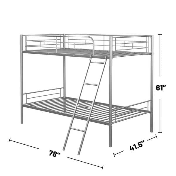 dimension image slide 0 of 3, Metal Twin over Twin Bunk Bed with Angled Ladder