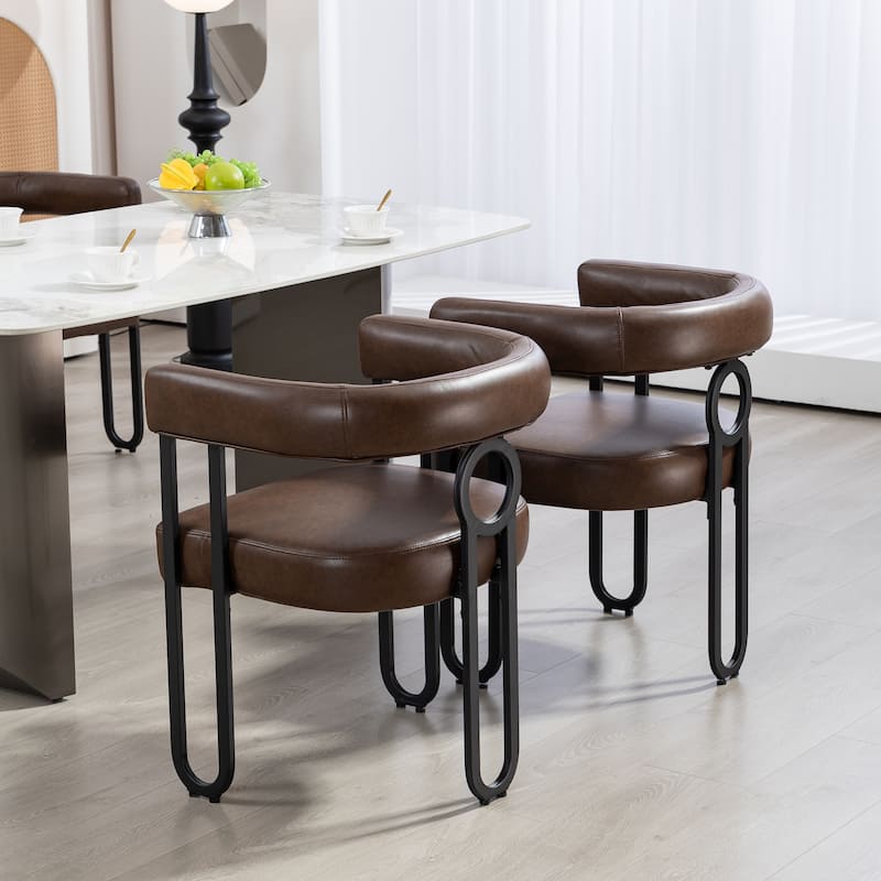Upholstered Accent Chair Barrel Side Chair Set of 2