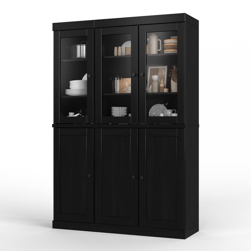 Palace Imports 100% Solid Wood Pantry China Cabinet, Raised Panel & Clear Glass Doors, 48.5" Wide, 71.5" Tall - 48.5" x 71.5"