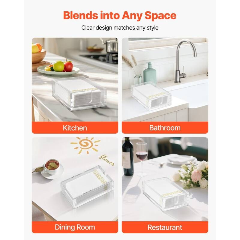 Clear Acrylic Napkin Holder with Durable U-Shaped Design and Easy Access - 9.1 x 5.5 x 2.6 inch