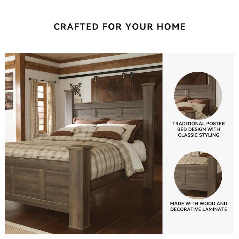 Juararo Dark Brown Poster Bed