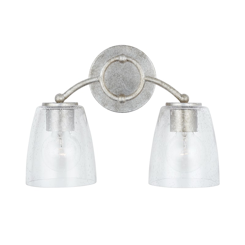 Oran 2-light Antique Silver Bath/ Vanity Fixture w/ Clear Seeded Glass