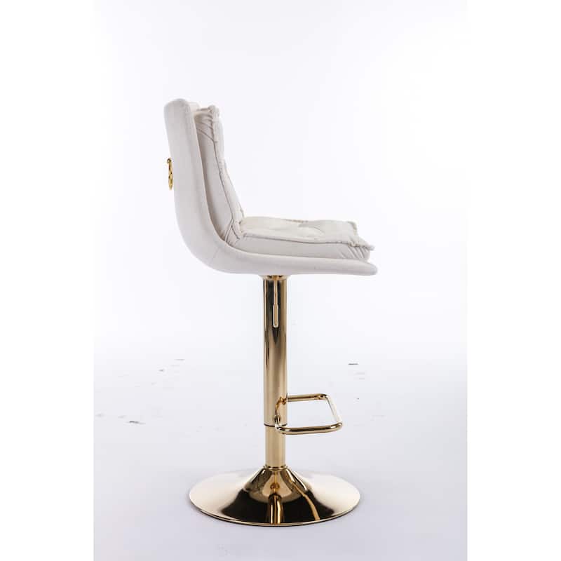 Velvet Swivel Bar Stools Set of 2, Dining Bar Stool with Height Adjustable, Upholstered Kitchen Stools with Footrest聽