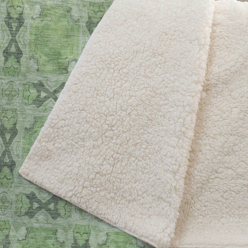 Premium Machine Washable Boho Moroccan Sherpa Throw Blanket