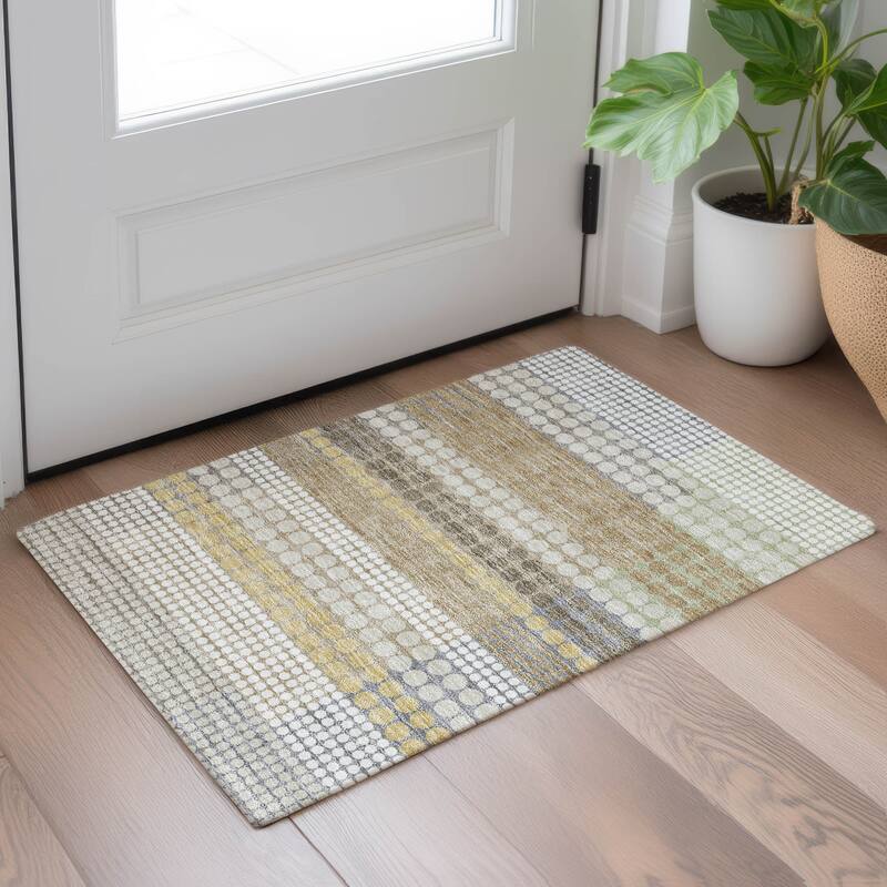 Machine Washable Indoor/ Outdoor Casual Dotty Chantille Rug