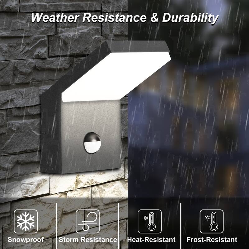 Wall Light Outdoor LED Wall Mount Lamp Wall Sconce Lighting with Motion Sensor Lantern Fixture - gery