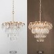 preview thumbnail 10 of 14, Modern Glam Tiered Crystal Chandelier 4-Light Gold Transitional Wagon Wheel Foyer Pendant for Dining Room - 14.1 inches