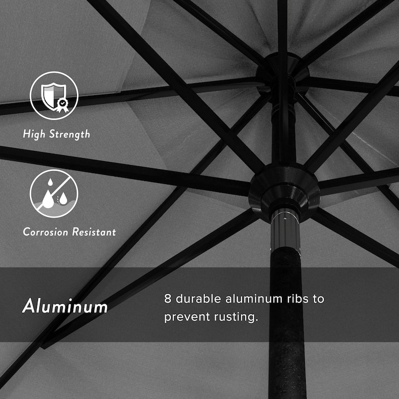 California Umbrella 11' Rd Golden State Series Patio Umbrella Black Aluminum Frame Crank Lift Collar Tilt Pacifica