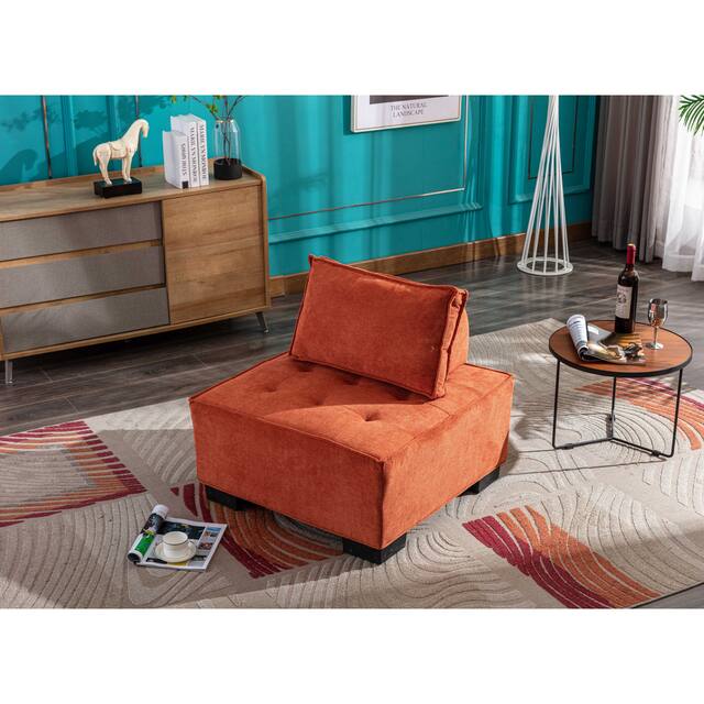 Poly fabric Square Living Room Ottoman Lazy Chair - Orange