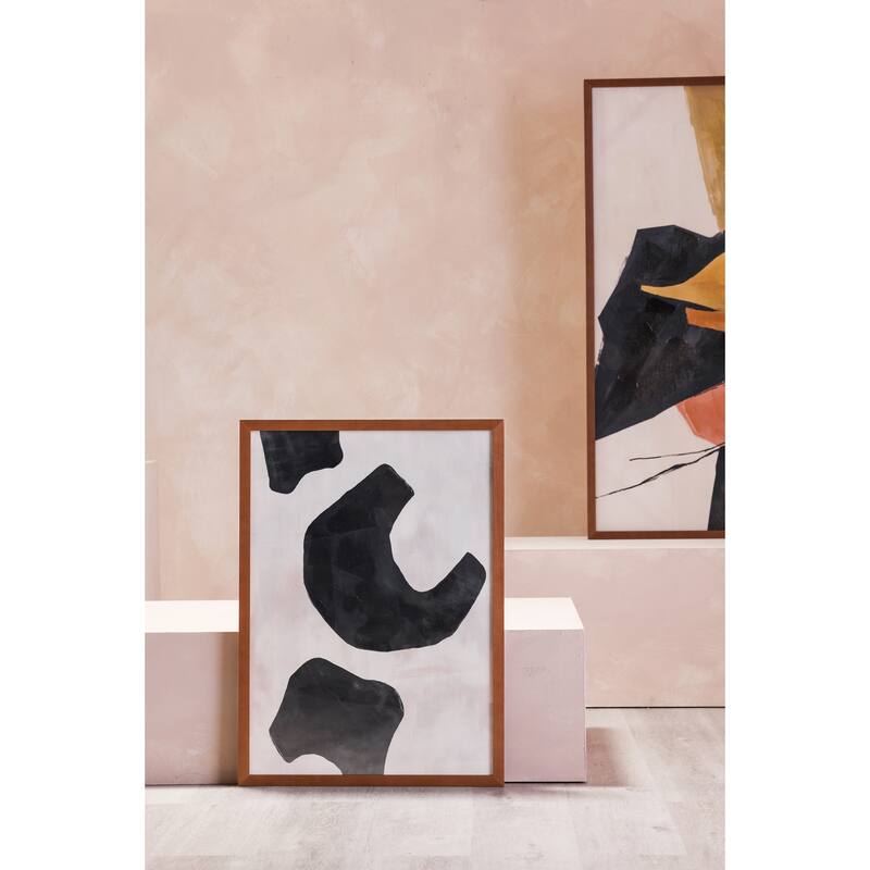 Aurelle Home Abstract Black Shapes Framed Painting
