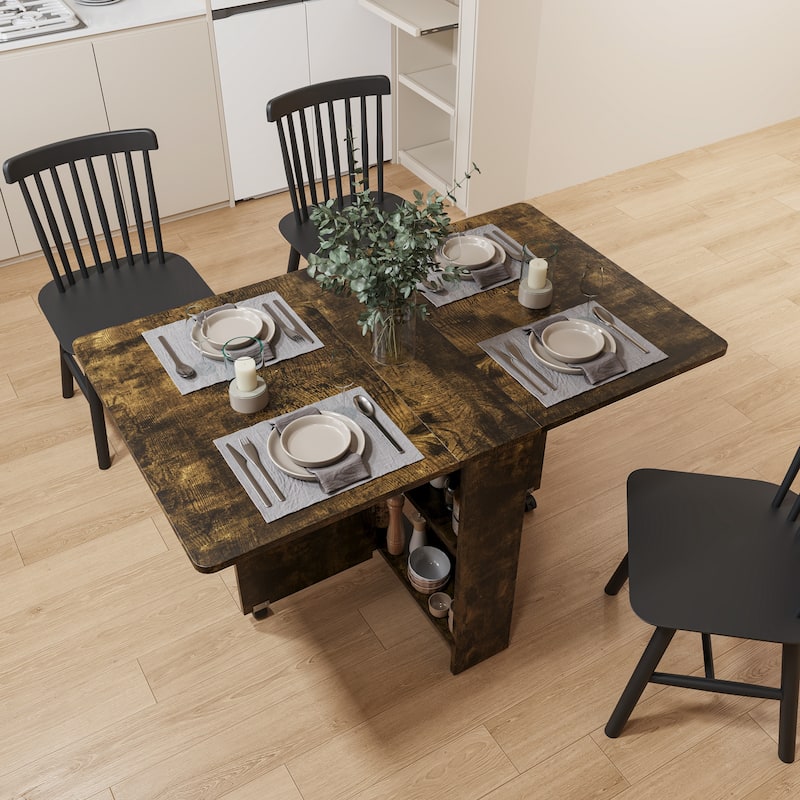 51"W Foldable Dining Table, Small Family Table or Display Table - 51.18*31.49*28.34 - Brown