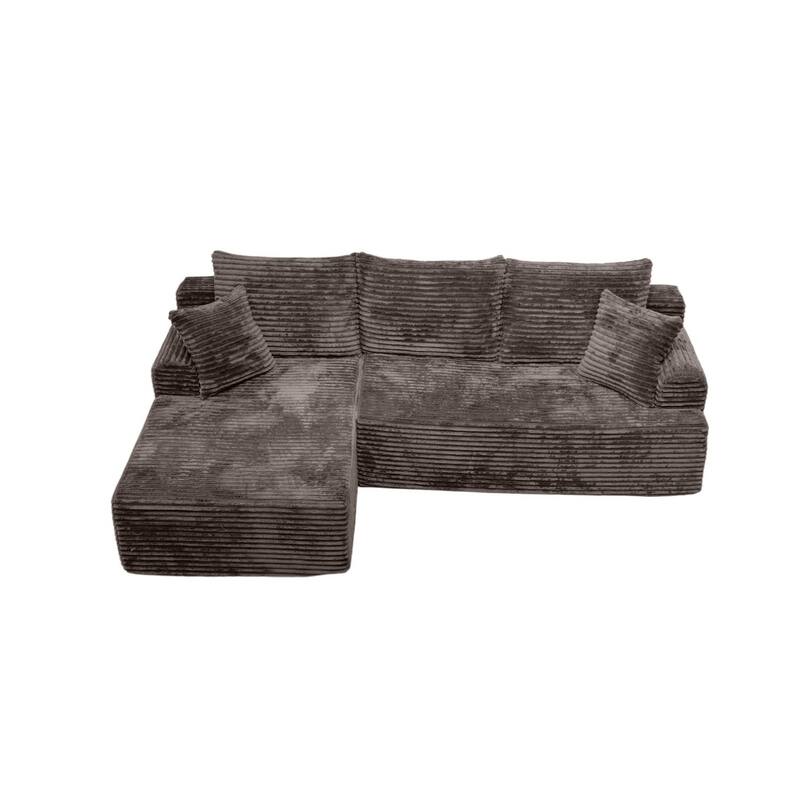95.2" Modern L-Shaped Corduroy Sectional Sofa, No Assembly Reqired