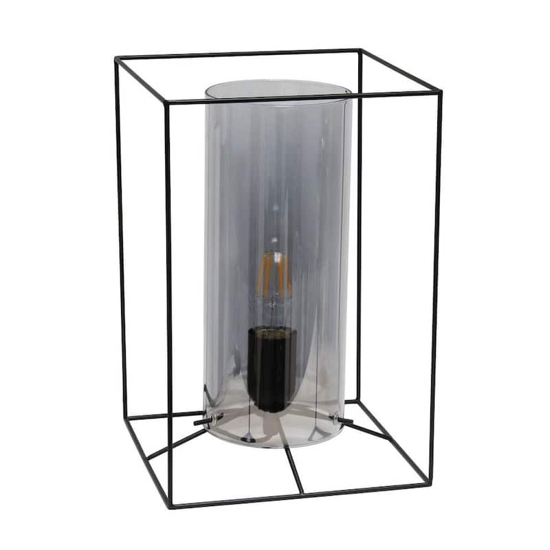 Lalia Home Framed Table Lamp with Clear Cylinder Glass Shade