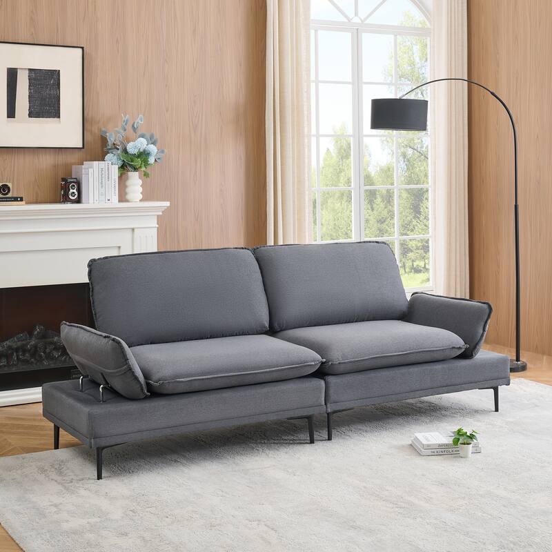 89-inch Dark Grey Polyester Blend Sofa for Offices, Apartments and Living Rooms