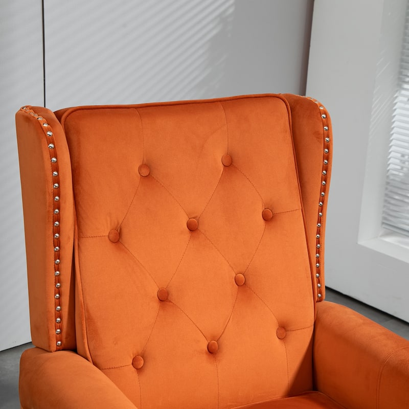 Tufted High Back Chair Living Room Wood Frame Armchair