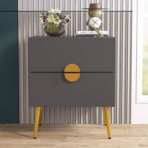 2 Drawers Modern Nightstand, Bedside Tables