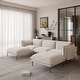 preview thumbnail 20 of 27, Modern Minimalist Upholstered Couches, 147" 4-Seater Cloud Modular Sectional Sofa with 2 Ottoman,U Shaped Couch for Living Room