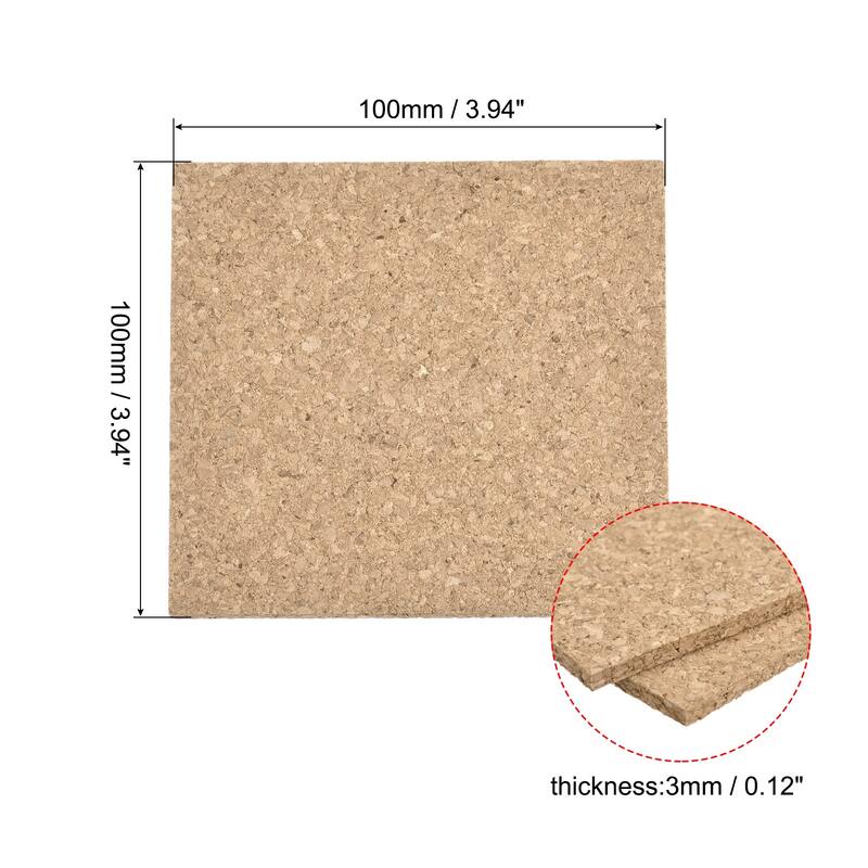100x100x3mm Square Coasters Cork Cup Mat Pad for Tableware 8pcs - Wood