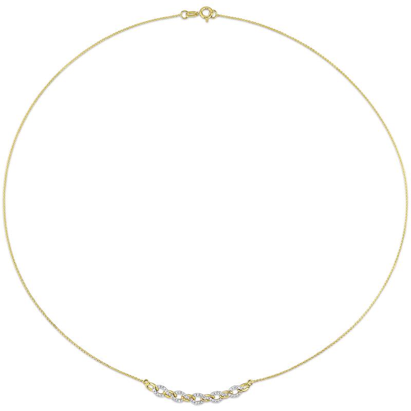 Miadora 1/6ct TDW Diamond Oval Link Necklace in 10k Yellow Gold