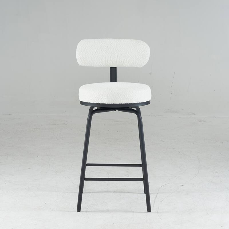 360° Swivel Bar Stools Set of 2,Boucle Counter Height Bar Chairs with Metal Legs for Kitchen Island, Dining Room