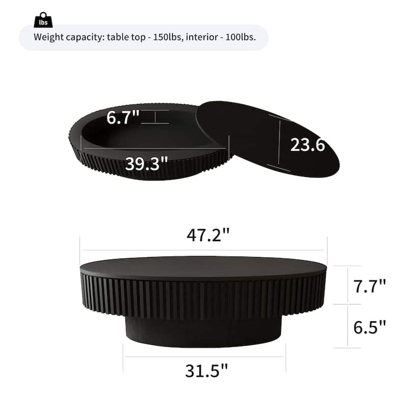 47'' Oval Coffee Table with Storage, Simple Sofa Table Accent Table Tea Table Center Table End Table