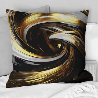 Designart - Liquid Gold Black White Abstract Minimal Spiral - Abstract ...