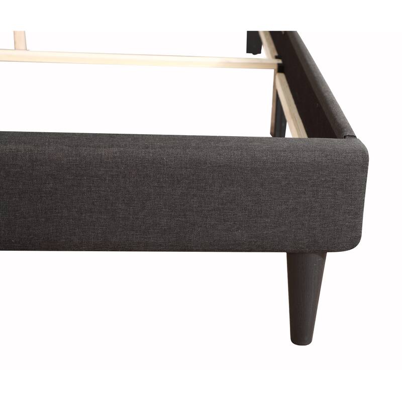Twin Size Fabric Tufted Platform Bed with Adjustable Headboard and Space-Saving Design