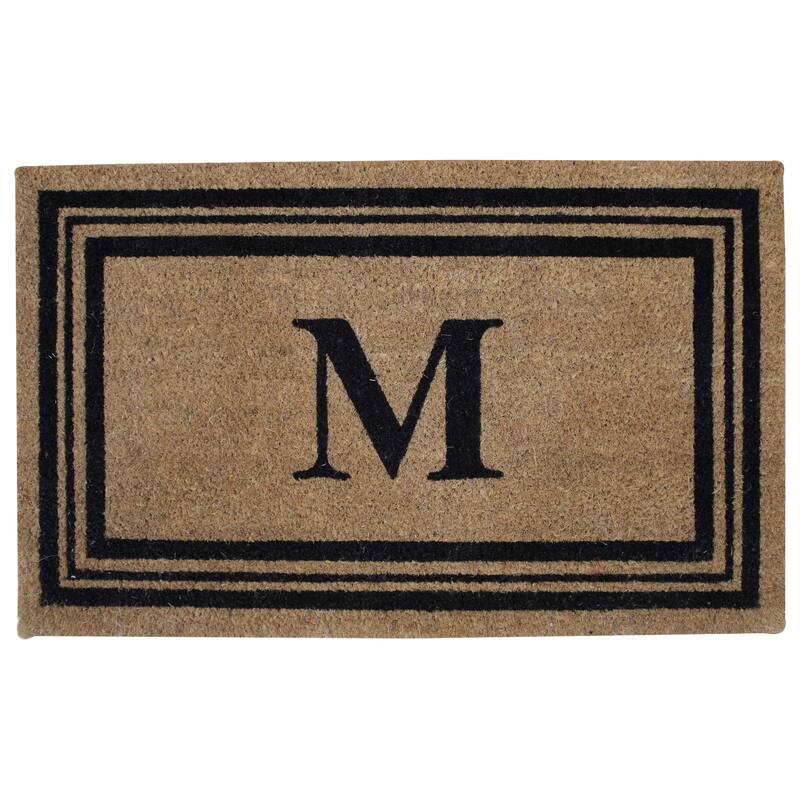 Monogram Printed Coir Doormat Welcome Mat Outdoor Rug Durable, Non slip Letters 18"x28"