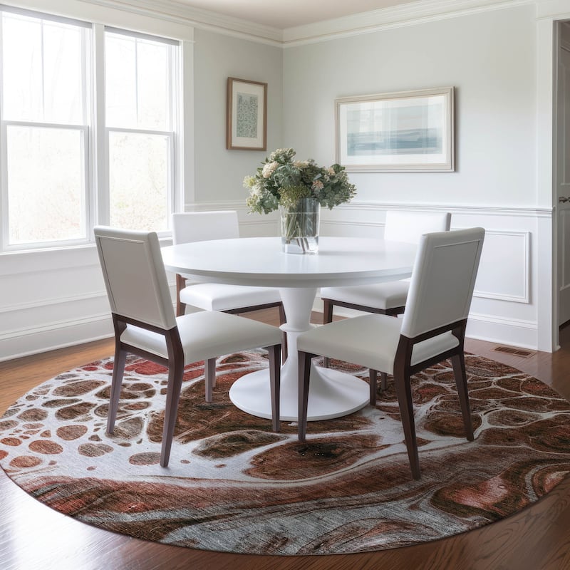 Machine Washable Indoor/ Outdoor Chantille Contemporary Rug - Paprika - 8' x 8'