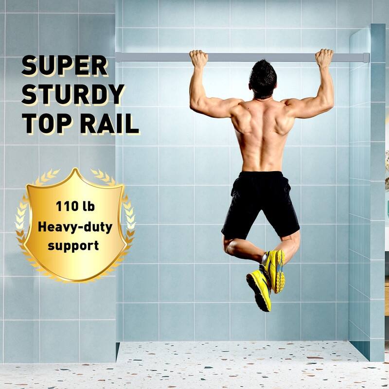 ABRUZZO 56-60" W x 76" H Frameless Soft-Closing Single Sliding Shower Door 1/4" (6mm) Explosion-Proof Tempered Glass