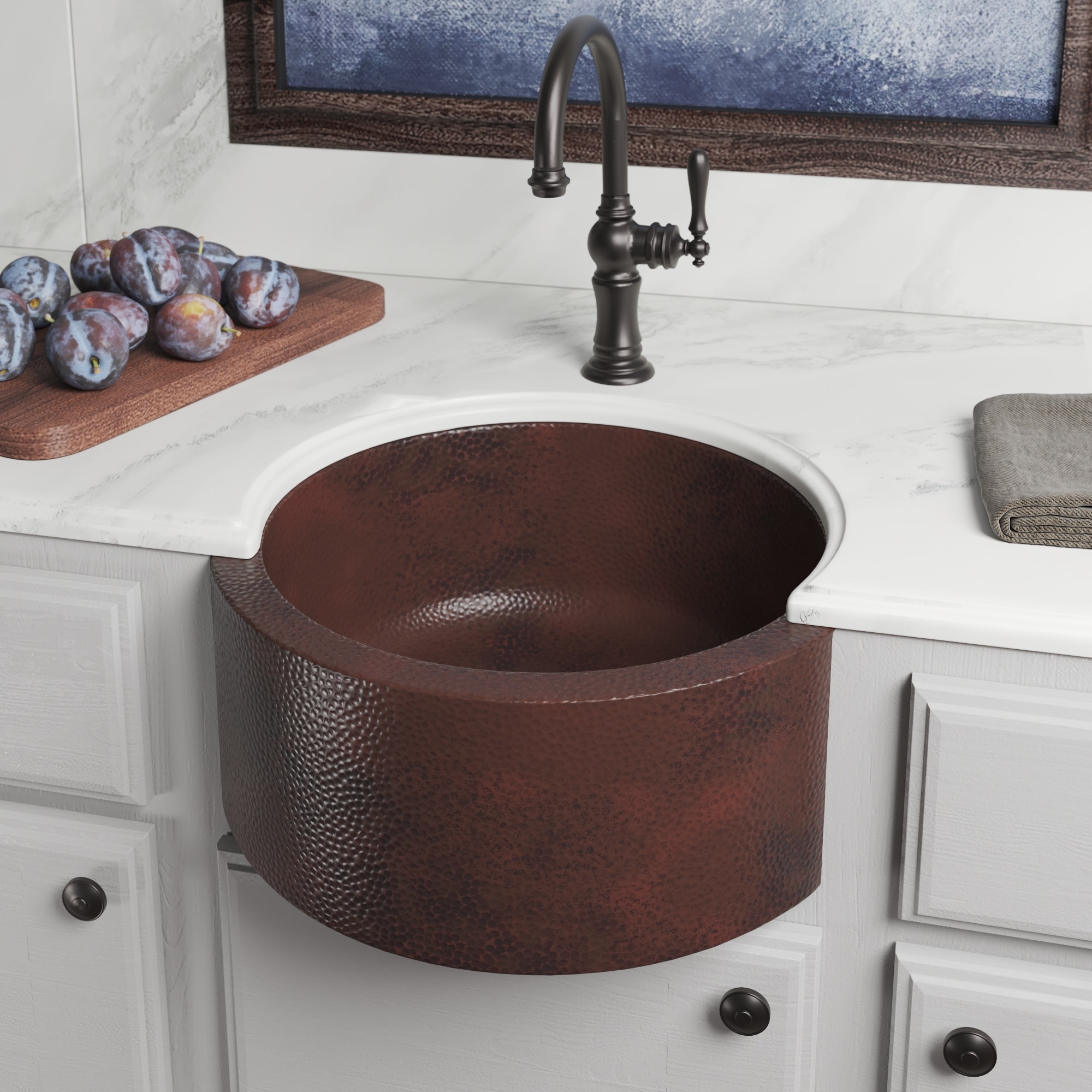 Fiesta 19-inch Round Antique Copper Bar/ Prep Sink