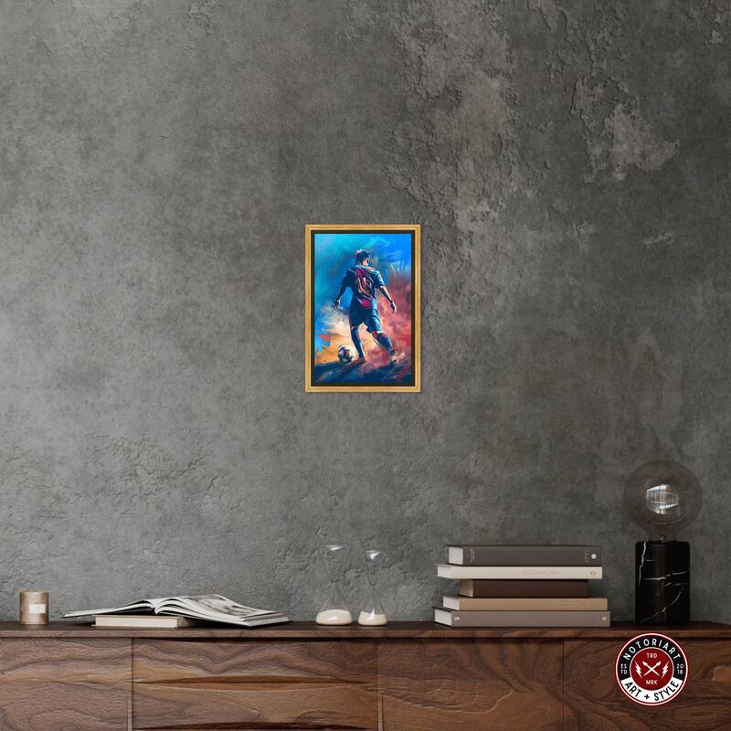 Notoriart Bold And Colorful Soccer Player Framed Soccer 1 Piece Canvas Wall Art