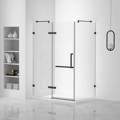 Fine Fixtures Frameless Shower Enclosure Hinged Glass Shower Door - Tempered Glass