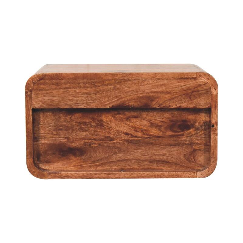 HomeRoots 18" Brown Solid Wood Two Drawer Floating Nightstand