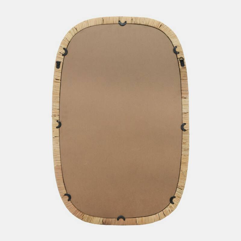 Wooden Framed Rectangular Wall Mirror - 36" - Brown