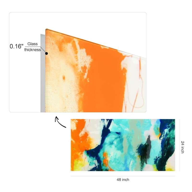 "Tidal Abstract 2" Frameless Free Floating Tempered Glass Panel Graphic Wall Art