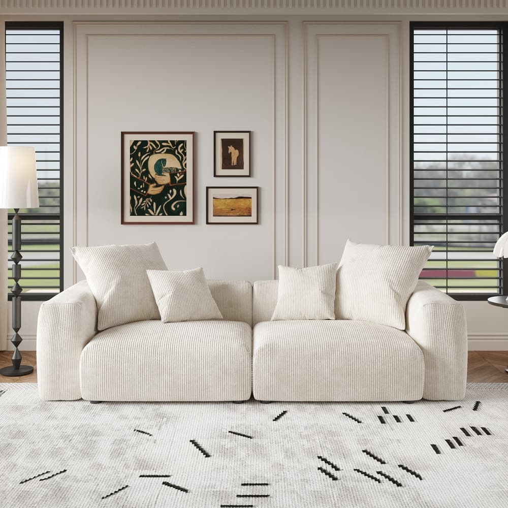 102'' Corduroy Loveseat Sofa Large Modular Cloud Couch